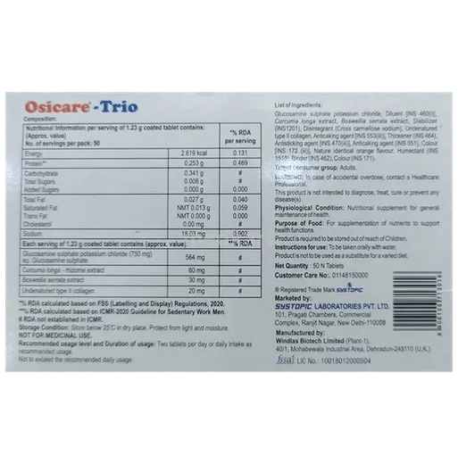 osicare trio tablet 10's